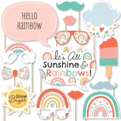 Big Dot of Happiness Hello Rainbow - Boho Baby Shower and Birthday Party Photo Booth Props Kit - 20 Count