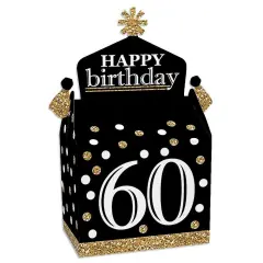Big Dot of Happiness Adult 60th Birthday - Gold - Treat Box Party Favors - Birthday Party Goodie Gable Boxes - Set of 12
