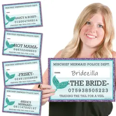 Big Dot of Happiness Trading The Tail For A Veil - Mermaid Bachelorette Party or Bridal Shower Mugshot Signs - Photo Booth Props Mug Shots - 20 Count