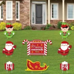 Big Dot of Happiness Jolly Santa Claus - Merry Christmas Yard Sign and Outdoor Lawn Decorations - Christmas Yard Signs - Set of 8
