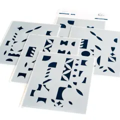 Pinkfresh Studio Stencils 4.25"X5.25" 5/Pkg-Modern Design Blocks Layering