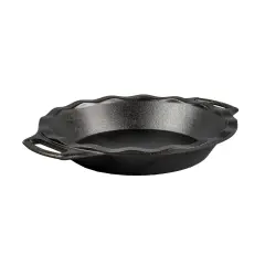 Lodge Cast Iron Crimped Pie Pan Seasoned Dual Handles 9 inch