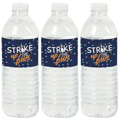 Big Dot of Happiness Strike Up the Fun - Bowling - Birthday Party or Baby Shower Water Bottle Sticker Labels - Set of 20