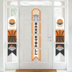 Big Dot of Happiness Basketball - Let The Madness Begin - Hanging Vertical Paper Door Banners - College Basketball Wall Decor Kit - Indoor Door Decor