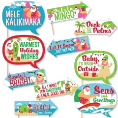 Big Dot of Happiness Funny Tropical Christmas - Beach Santa Holiday Party Photo Booth Props Kit - 10 Piece