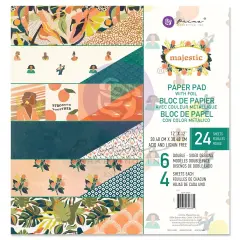Prima Marketing Double-Sided Paper Pad 12"X12" 24/Pkg-Majestic, 6 Foiled Designs/4 Each