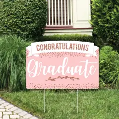 Big Dot of Happiness Rose Gold Grad - Graduation Party Yard Sign Lawn Decorations - Congratulations Party Yardy Sign