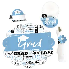 Big Dot of Happiness Light Blue Graduation Party Paper Charger and Table Decorations - Chargerific Kit - Place Setting for 8