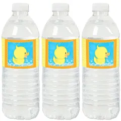 Big Dot of Happiness Ducky Duck - Baby Shower or Birthday Party Water Bottle Sticker Labels - Set of 20