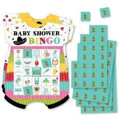 Big Dot of Happiness Let's Fiesta - Picture Bingo Cards and Markers - Baby Shower Shaped Bingo Game - Set of 18