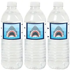 Big Dot of Happiness Shark Zone - Jawsome Party or Birthday Party Water Bottle Sticker Labels - Set of 20