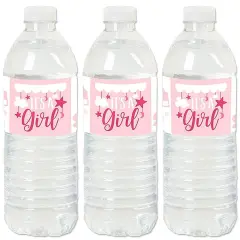 Big Dot of Happiness It's a Girl - Pink Baby Shower Water Bottle Sticker Labels - Set of 20