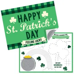 Big Dot of Happiness St. Patrick's Day - Paper Saint Paddy's Day Party Coloring Sheets - Activity Placemats - Set of 16