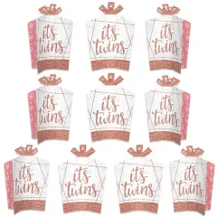 Big Dot of Happiness It's Twin Girls - Table Decorations - Pink and Rose Gold Twins Baby Shower Fold and Flare Centerpieces - 10 Count