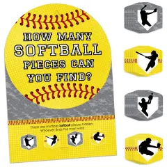 Big Dot of Happiness Grand Slam - Fastpitch Softball - Birthday Party or Baby Shower Scavenger Hunt - 1 Stand and 48 Game Pieces - Hide and Find Game