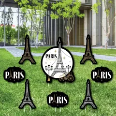 Big Dot of Happiness Stars Over Paris - Yard Sign and Outdoor Lawn Decorations - Parisian Themed Party Yard Signs - Set of 8