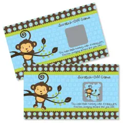 Big Dot of Happiness Blue Monkey Boy - Baby Shower or Birthday Party Game Scratch Off Cards - 22 Count
