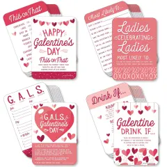Big Dot of Happiness Happy Galentine's Day - 4 Valentine's Day Party Games - 10 Cards Each - Gamerific Bundle