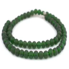 The Bead Chest&reg; Ancient Style Java Glass Beads, 24+ Inch Strand, 11mm Beads, Available in 13 Colors Green