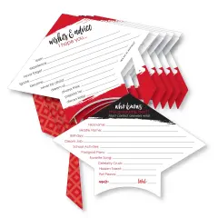 Big Dot of Happiness Red Grad - Best is Yet to Come - 2-in-1 Red Graduation Party Cards - Activity Duo Games - Set of 20