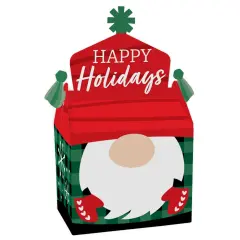 Big Dot of Happiness Red and Green Holiday Gnomes - Treat Box Party Favors - Christmas Party Goodie Gable Boxes - Set of 12