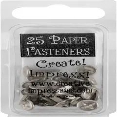Creative Impressions Metal Paper Fasteners 10mm 25/Pkg-Screw Heads - Pewter