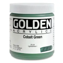 Golden Heavy Body Artist Acrylics - Cobalt Green, 8 oz Jar