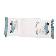 Hippity Hoppity Easter Truck Embroidered Spring Table Runner 13" x 72"