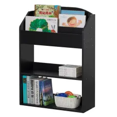 Modern Wooden Storage Bookcase with Shelf, Playroom Bedroom Living and Office Black