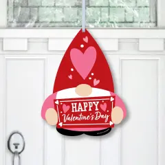 Big Dot of Happiness Valentine Gnomes - Hanging Porch Valentine's Day Party Outdoor Decorations - Front Door Decor - 1 Piece Sign
