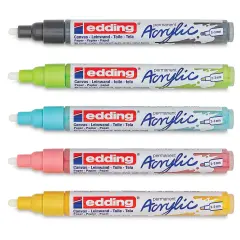 Edding Acrylic Paint Markers - Pastel Colors, Set of 5, Medium