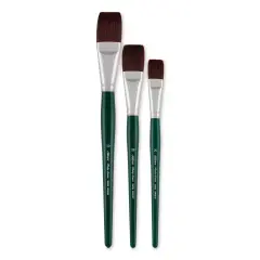 Silver Brush Ruby Satin Synthetic Brushes - Jumbo Brights, Set of 3, Short Handle