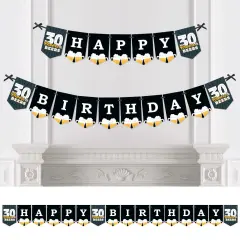 Big Dot of Happiness Cheers and Beers to 30 Years - 30th Birthday Party Bunting Banner - Party Decorations - Happy Birthday