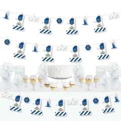 Big Dot of Happiness 1st Birthday Royal Prince Charming - First Birthday Party DIY Decorations - Clothespin Garland Banner - 44 Pieces