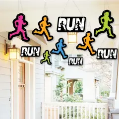 Big Dot of Happiness Hanging Set the Pace - Running - Outdoor Hanging Decor - Track, Cross Country or Marathon Party Decorations - 10 Pieces