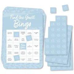 Big Dot of Happiness Dusty Blue Elegantly Simple - Find the Guest Bingo Cards and Markers - Wedding & Bridal Shower Bingo GameSet of 18