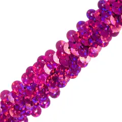 10 yards of 2 Row 7/8" Starlight Hologram Stretch Sequin Trim | 10 yard cut Magenta