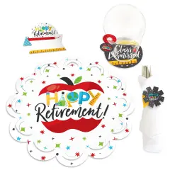 Big Dot of Happiness Teacher Retirement - Happy Retirement Party Paper Charger and Table Decorations - Chargerific Kit - Place Setting for 8