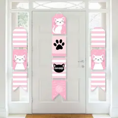 Big Dot of Happiness Purr-FECT Kitty Cat - Hanging Vertical Paper Door Banners - Kitten Baby Shower Birthday Party Wall Decor Kit - Indoor Door Decor