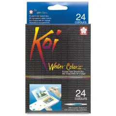 Sakura Koi Watercolor Half Pan - Set of 24 Sketch Box, Assorted Colors