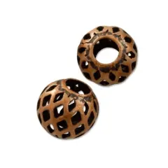 JewelrySupply Round Filigree Bead 6mm Antique Copper Plated (Package of 10 Beads)