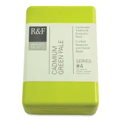R&F Encaustic Paint Block - Cadmium Green Pale, 333 ml block