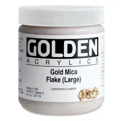Golden Heavy Body Artist Acrylics - Iridescent Gold Mica Flake (Large), 8 oz jar