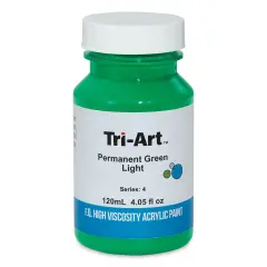 Tri-Art High Viscosity Artist Acrylic - Permanent Green Light, 120 ml jar