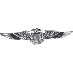 Deluxe Pilot Flight Attendant Costume Accessory Silver Aviator Badge