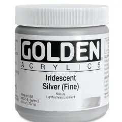 Golden Heavy Body Artist Acrylics - Iridescent Silver (Fine), 8 oz jar