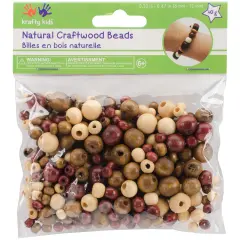 Craft Medley Wood Beads 6mm-12mm 40g-Round Medley