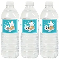 Big Dot of Happiness Arctic Polar Animals - Winter Baby Shower or Birthday Party Water Bottle Sticker Labels - Set of 20