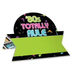 Big Dot of Happiness 80&rsquo;s Retro - Totally 1980s Party Tent Buffet Card - Table Setting Name Place Cards - Set of 24