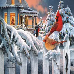 Sunsout Cardinals at home for Christmas 300 pc Christmas Jigsaw Puzzle 36781